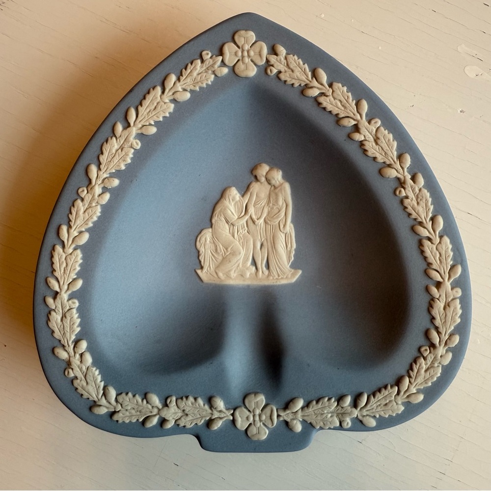 Vintage 1980’s Wedgwood Blue Jasperware Spade Trinket Dish